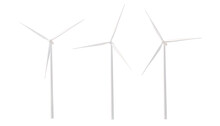 Three Wind Turbine Or Windmill For Graphic Resource, Isolated Picture.