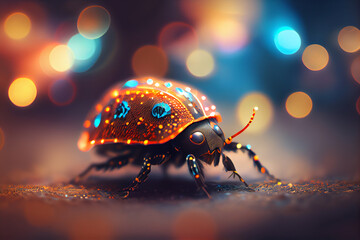 Aufkleber - Beautiful abstract bug on a bright bokeh background. 