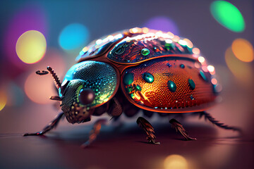 Aufkleber - Beautiful abstract bug on a bright bokeh background. 