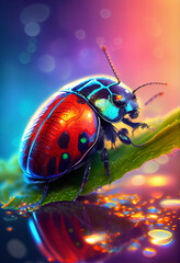Aufkleber - Beautiful abstract bug on a bright bokeh background. 