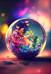 Aufkleber - Beautiful abstract plant flower on a bright bokeh background