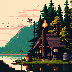 pixel art 8 bits, set, assets, template