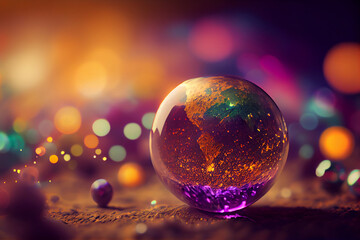 Fototapete - Beautiful abstract world on a bright bokeh background