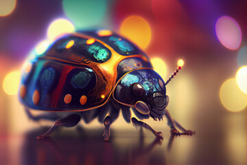 Aufkleber - Beautiful abstract bug on a bright bokeh background