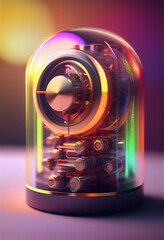 Leinwandbilder - Beautiful abstract gift box with lights on a bright bokeh background 