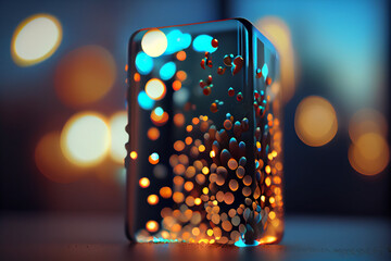 Leinwandbilder - Beautiful abstract gift box with lights on a bright bokeh background 