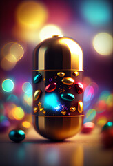 Leinwandbilder - Beautiful abstract gift box with lights on a bright bokeh background 