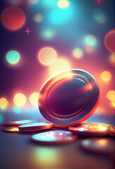 Poster - Beautiful abstract coin on a bright bokeh background