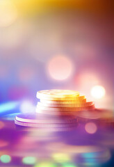 Poster - Beautiful abstract coin on a bright bokeh background