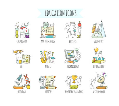 Wall Mural -  - School subjects icons with education equipment