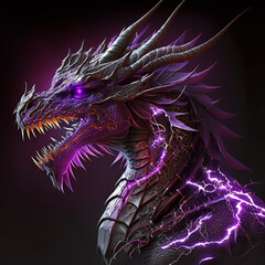 Canvas Print - аavatar, icon, emblem, a dragon with an open mouth and glowing eyes glowing in purple