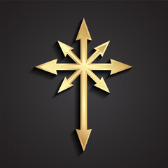 Wall Mural - 3d golden arrow cross elegant symbol design