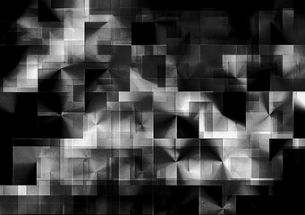 Poster - A grungy square blocks abstract background in black and white