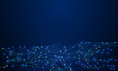 Poster - Technology abstract circuit board texture background. High-tech futuristic circuit board banner wallpaper. Digital data. Engineering electronic motherboard illustration
