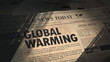 © DBFilms - Climate crisis and global warming headlines in old vintage newspaper in editorial archive