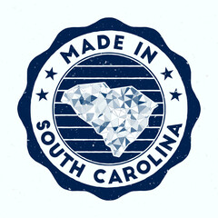 Wall Mural - Made In South Carolina. Us state round stamp. Seal of South Carolina with border shape. Vintage badge with circular text and stars. Vector illustration.