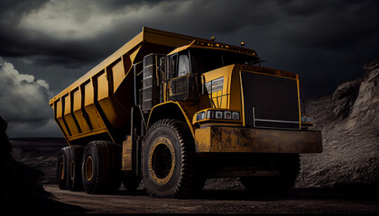 Wall Mural - Large quarry dump truck in coal mine. Mining equipment for the transportation of minerals.