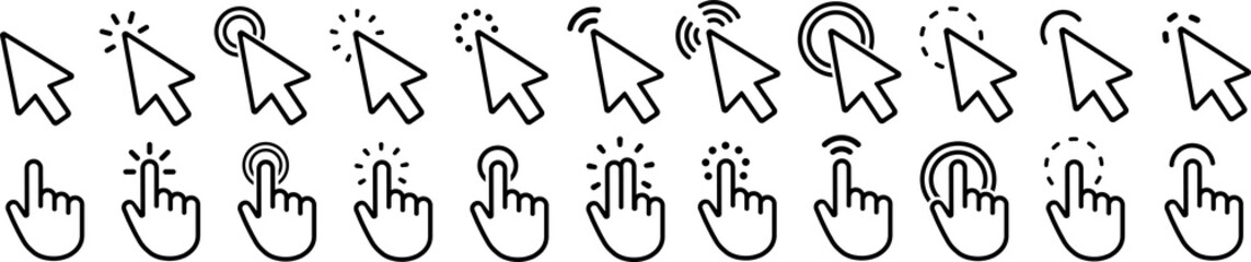 Fototapete - Clicks cursor or pointer icon. Press or click