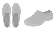 Grey Clogs Shoes. Vector Illustration