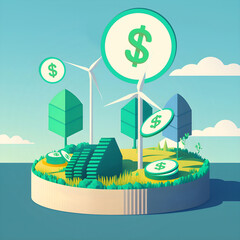 Green Energy Investing illustration concept