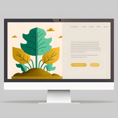 monitor on a eco website flat illustration