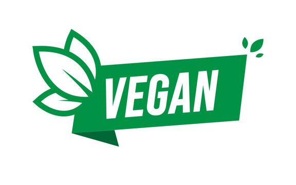 Wall Mural -  - Vegan, Organic logo and icon, label, tag. Green leaf ribbon.