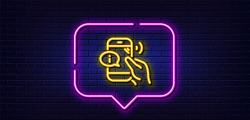 Poster - neon light speech bubble. call center service line icon. phone support sign. feedback info symbol. n