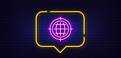 Poster - neon light speech bubble. seo target line icon. search engine optimization sign. internet symbol. ne