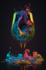 Sticker - An image of glass filled with colorful liquid. Generative AI.