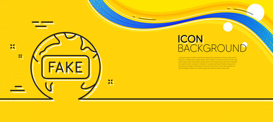 Poster - Fake news line icon. Abstract yellow background. Internet propaganda sign. Wrong truth symbol. Minimal fake news line icon. Wave banner concept. Vector