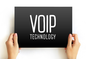 Poster - Voip Technology - make voice calls using a broadband Internet connection, text concept on card