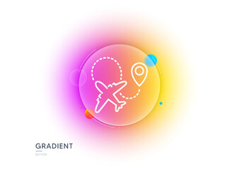 Poster - Airplane line icon. Gradient blur button with glassmorphism. Plane flight transport sign. Aircraft symbol. Transparent glass design. Airplane line icon. Vector
