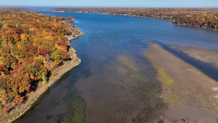 Wall Mural - Irondequoit Bay, New York by Lake Ontario outside during Autumn Season with Fall colors on landscape