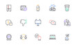 © blankstock - Approved, Puzzle image and Love award line icons for website, printing. Collection of Water bottle, Refrigerator, Medical cleaning icons. Checkbox, Dislike hand, Microscope web elements. Vector