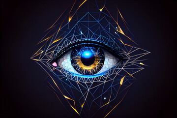 Poster - abstract eye building polygonal lines created with generative ai
