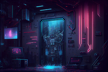 Fototapete - Futuristic space background created with Generative Ai