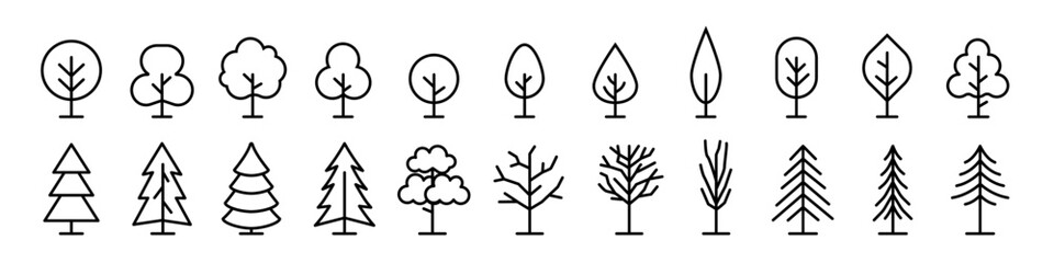 Wall Mural - tree icon. tree vector set. linear icon collection.