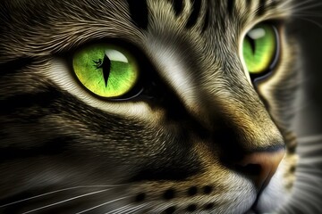 Wall Mural - cat with green eyes created using AI Generative Technology