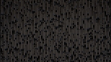 Wall Mural - 3D Futuristic diagonal stripes dark black background Abstract geometric pattern