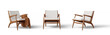 Front and side views of red wood chairs