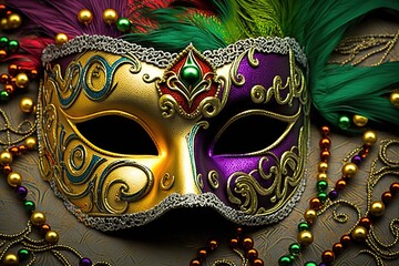 Wall Mural - Mardi Gras stock photo Mardi Gras, Mask - Disguise, Backgrounds, Bead, Pattern