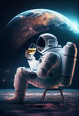 Astronauta Bebiendo Cerveza - Generative Ai