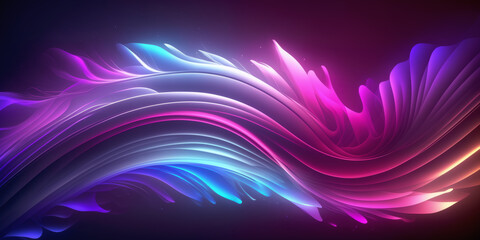 Poster - abstract light effect background illuminated by vibrant neon blue, pink and purple forms that create