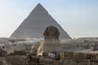 sphinx and pyramids of giza on a sunny day. Egypt