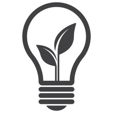 Eco Light Bulb With Leaf Icon, Solid Icons