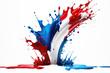 Red, White and Blue Liquid Paint Splash on a White Background (Generated with AI)