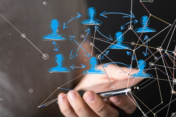 Aufkleber - Neural network 3D illustration. Big data and cybersecurity - connection