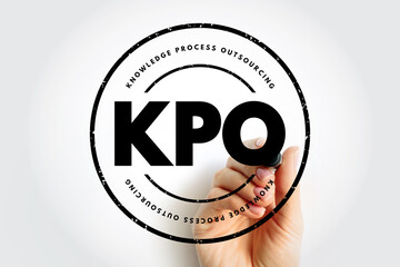 Poster - KPO Knowledge Process Outsourcing - information-related business activities and integral part of a company's value chain, acronym text stamp concept background
