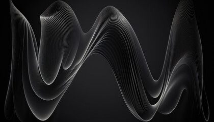 Canvas Print - 3d rendering of a single fluid black line abstract wave curved in motion . Gradient design element for banners, backgrounds, wallpapers and covers Generative AI	