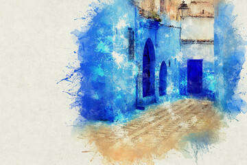 Wall Mural - Chefchaouen, a city with blue painted houses. A city with narrow, beautiful, blue streets.